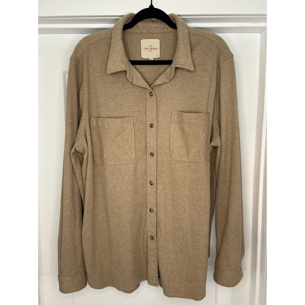 Casa Cabana Mens XXL Tan Long Sleeve Button Down‎ Shirt C2KTSL22006FRG Stretch